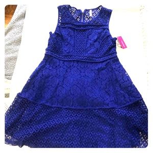 Blue lace cocktail dress